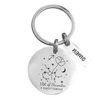 Luigi Personalized Birth Flower and Zodiac Sign Stainless Steel Keychain - Custom Cosmic Connection Keychain - Birthday Gift - Christmas Gift - Valentines Day Gift