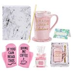 Not a Day Over Fabulous Coffee Mug Birthday Gifts for Women, Birthday Gift Ideas for Best Friends female, BBF, Her, Sister, Wife, Mom, Aunt Marble Coffee Mug with Box Packing Pink 14OZ with Socks