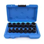 Gunpla 13 Pieces Impact Bolt and Nut Remover Set, CR-V Quality, Nut Extractor Socket Set, Locking Wheel Twist Damaged Rounded Worn Stripped Fastener Sockets with Molded Embossed Case