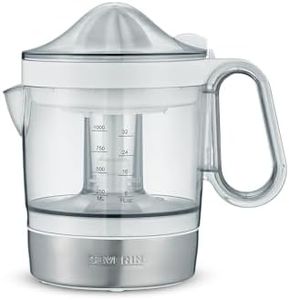 SEVERIN CP 3535 Citrus Juicer with Pulp Regulator, Easy to Use and Easy to Clean Citrus Press with XXL Juice Container, 1.0 L, 40 W, White/Brushed Stainless Steel