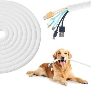 QCSIW 50ft 1 Inch White Cable Sleeve – Split Wire Loom Tubing Cord Protector – Flame Retardant Polyester Cable Management Wrap for Desk, TV, PC – Pet Chew Resistant & Easy to Cut