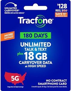 Tracfone $128 Unlimited Talk & Text Plus 18 GB of Data 180-Day Prepaid Plan(Physical Delivery)