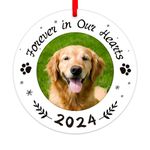 WaaHome Picture Frame Dog Memorial Christmas Ornaments 2024, Forever In Our Hearts Pet Memorial Ornaments for Christmas Tree, Paw Prints Pet Memorial Gifts, Sympathy Remembrance Gifts for Loss of Dog Cat Pet