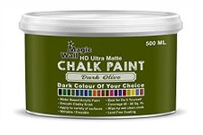 Chalk Paint Dark Colors | 500 ML - Ultra Matt Finish | Water Base Acrylic Paint | Coverage : 25 to 50 Sq. Ft. | Apply on Surfaces Like Walls, Boards, Furniture & Home Decor Products. (Dark Olive)