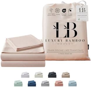 LB Luxury Bamboo Market Split King Size Sheet Set | 2 Fitted Sheets for Sleep Number & Adjustable Beds | Organically Grown | Ultra Soft & Cooling |100% Viscose | 17" Deep Pocket [Vintage Pink]