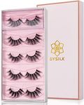 DYSILK False Eyelashes Mink - Strip Lashes 5 Pairs 6D Faux Eyelash - Wispy Lashes Cat Eye Fake Eyelashes Natural Look Fluffy Lash Reusable Lash Extension Kit | 004-16.7mm