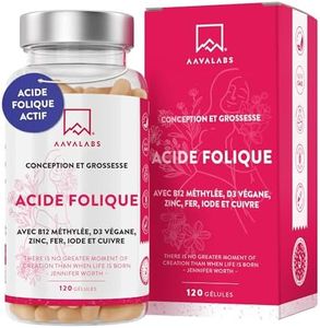 Acide Folique Grossesse Vitamine B9 Vitamine Grossesse Conceptio avec Vitamine B12 Vitamine D3 Vegan Zinc Fer | Multivitamines Femme Enceinte Aide Conception, 200 mcg - 120 Gelules