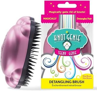 Knot Genie Teeny Detangling Hair Brush for Kids (Petal Pink) | Perfect Detangling Brush for Curly Hair, Gently Separate Tangles, Leaves Hair Smooth and Shiny | The Pain Free Knot Detangler