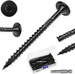 Goowoobee #14×6Inch Structural Screws, 150pcs Carbon Steel Rustproof Deck Screws,Black Heavy Duty Outdoor Wood Screws with T30 Drill Bit, No Pre-Drilling Required Star Drive