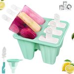 WMKGG Popsicle Silicone Moulds, 6-Cavity Ice Pop Moulds with Reusable Popsicle Sticks, Homemade Ice Cream Moulds - Green