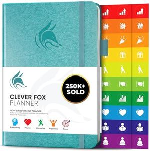 Clever Fox Planner – Undated Weekly & Monthly Planner to Increase Productivity, Time Management and Hit Your Goals – Organizer, Gratitude Journal – Start Anytime, A5, Lasts 1 Year, Aquamarine (Weekly)