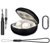 LOPIE Carbon Fiber Texture Case for Samsung Galaxy Buds FE (2023) Buds 2 Pro (2022) Buds 2 (2022) Buds Pro (2021) Buds Live (2020), Vegan Leather Case Cover with Earbuds Cleaner Kit & Keychain & Strap