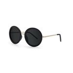 Joox Oversized Round Sunglasses for Women, Retro Polarized Sun Glasses with UV Protection (Black Gold/Grey_Large)