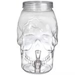 Spooky Skull Clear Plastic Drink Dispenser - 1 Gallon (1 Count) - Unique & Eye-Catching Design Durable & Leak-Proof - Perfect For Halloween & Themed Events