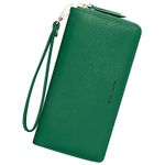 GEEAD Wallets for Women Large Capacity PU Leather Credit Card Holder Clutch Wristlet Wallet, Green, Minimalist