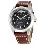 Hamilton Khaki King Series Men Automatic Watch with Black Dial Analogue Display and Brown Leather Strap H64455533