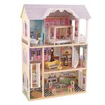 KidKraft Kaylee Wooden Dolls House with Furniture and Accessories Included, 3 Storey Play Set with Lift and Canopy Bed for 30 cm/12 Inch Dolls, Kids' Toys, 65869