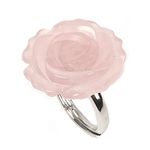 Justinstones Crystal Quartz Carved Gemstone Daisy Flower Promise Ring 25MM Romantic Rose Bud Adjustable Stacking Ring Gift For Her (Adjustable size:8 to12), Stone, Quartzite