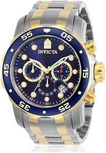 Invicta Men's Pro Diver Scuba 48mm Two Tone Stainless Steel Chronograph Quartz Watch, TT/Blue (Model: 0077), Stainless Steel, Diver,Chronograph,Quartz Movement