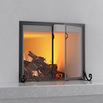 Fire Beauty Fireplace Screen with Hinged Doors, Powder Coated Steel Frame, Metal Mesh, Handcrafted Solid Steel,Decorative Design