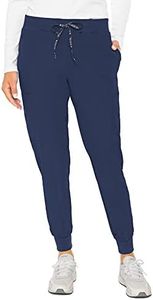 Med Couture Peaches Seamed Jogger Scrub Pant for Women, Navy, X-Large Petite