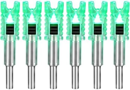 DEEPOWER Crossbow Lighted Nocks for Bolts 6 PCS with .285”/.297”/.300”/.305” Bushings LED Nock with ON/Off Switch (6, Green 1.5)