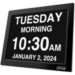 【New 2024】 American Lifetime Dementia Clock Large Digital Clock for Seniors, Digital Clock Large Display with Custom Alarms, Clock with Day & Date for Elderly (Black, 15 Inch)