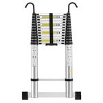 STANEW Aluminium Telescopic Ladder 5 M/16.4 FT,Ladders Extendable with Stabilizer Bar & Detachable Hooks, Multi-Purpose Telescoping Ladder with Thickened Non-Slip Feet, Max Load 150 KG