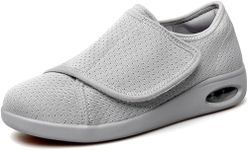 Diabetic Shoes Women Extra Wide Slip On Air Cushion Arthritis Orthopedic Edema Swollen Slippers Adjustable Walking Sandal for Elderly Size Grey