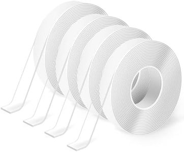 Double Sided Tape (4-Roll of 10FT)- Clear Sticky Heavy Duty Nano Tape, Transparent Adhesive Tape, Traceless Adhesive Mounting Tapes, Removable, Washable, Reusable, Suitable for Carpets, Photo Walls
