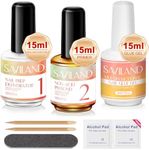 SAVILAND Gel Nails Glue Dehydrator and Primer: 15ml Prep Gel Super Strong 6 in 1 Nail Glue Non-Acid No Lift Nail Primerf and Dehydrator for Gels Polish Press Ons DIY Nails Art