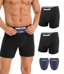 SUNCHIRI 2 Pack Vasectomy Underwear with 2 Custom Fit Ice Packs, Zip Pocket Design Long Boxers for Testicular Support and Pain Relief M Black