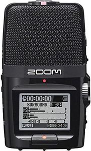 Zoom H2n Stereo/Surround-Sound Portable Recorder, 5 Built-in Microphones, X/Y, Mid-Side, Surround Sound, Ambisonics Mode, Records to SD Card, for Recording Music, Audio for Video, and Interviews