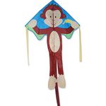 Kite - Large Easy Flyer - Mikey Monkey (46" X 90") with 300 Ft 30lb Test Kite String and Winder by Premier Kites & Designs TOY (English Manual)