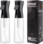 Pakchoice 2 Pack Continuous Spray Bottle Mister - 10.1 oz/300 ml, Refillable Fine Mist Spray Bottle for Hair Styling, Plants, Cleaning, Salons & Skin Care - Plastic Mister Spray Squirt Bottle, Clear