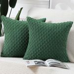 MADIZZ Pack of 2 Boho Striped Corduroy Throw Pillow Covers 12x12 Inch Green Soft Decorative Cushion Cover for Bedroom Sofa Pillow Shell