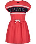 Nautica Girls' Short Sleeve Jersey Tee Dress with Cinched Waist, Hibiscus Billboard, 2 Years