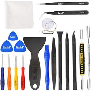 Kaisi Professional Electronics Opening Pry Tool Repair Kit with Metal Spudger Non-Abrasive Carbon Fiber Nylon Spudgers and Anti-Static Tweezers for Cellphone iPhone Laptops Tablets and More, 20 Piece