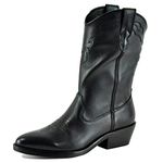 Steve Madden Laredo Western Boots, Black Leather, 3.5 UK