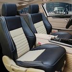 AUTOXYGEN Car PU Leather Luxury seat Cover Front & Rear for Exter (Black and Beige, 1012)