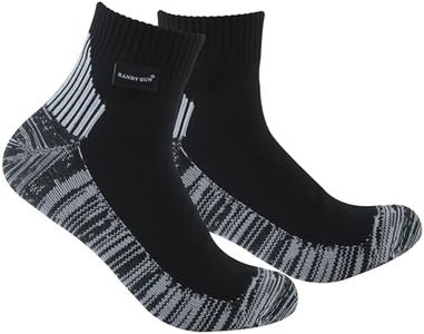 RANDY SUN Waterproof Ankle Socks, Womens Men Thin Breathable Winter Golf Rain Gear Biking Kayaking Boating Sport Socks for Ladies 1 Pair (Black&Grey, Small)