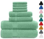 Midland Bedding 8 Piece Bale Towel Set, Cotton Towels Set - 4 Wash Cloths/Face Towels, 2 Bath Towels and 2 Hand Towels for Bathroom. 400 GSM Thread Count (Duck Egg)