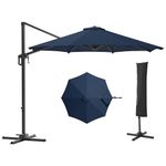 YITAHOME 300cm Garden Cantilever Parasol, Large Garden Umbrella Parasol Outdoor Patio Umbrella Sun Shade for Deck Pool Backyard, UV-Resistant & Waterproof, Blue