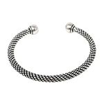 Treasure Bay Mens Heavy 925 Sterling Silver Bangle Bracelet, Torque Silver bangle for Men