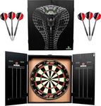 Ruthless Home Darts Centre | Complete Home Dart Board Centre Including Cabinet, Dartboard and 2 Sets of Darts (Cobra)