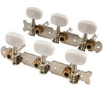 Musiclily Pro 3 on a Plate Acoustic Guitar Tuners Machine Heads Tuning Keys Pegs Set, Nickel with White Button