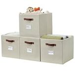 DECOMOMO Storage Basket 13x15x13 Cube Storage Bin, Linen Closet Organizers and Storage Baskets with Handles for Kallax Shelves Living Room Nursery Toy Clothes (Beige - 4 Pack)