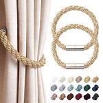 Pretty Jolly 2 Pack Strong Magnetic Curtain Tiebacks Modern Simple Style Drape Tie Backs Convenient Decorative Weave Rope Curtain Holdback for Thin or Thick Home & Office Window Drapery (Bronze)