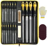 Topec 26Pcs File Set, Round and Flat File Kits are Made of High Carbon-Steel, Ideal Wooden Hand Tool for Woodwork, Metal, Model & Hobby Applications