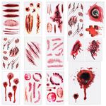 14Sheets Halloween Tattoo Stickers,Halloween Scar Temporary Bloody Wound Tattoo Sticker,Waterproof Halloween Zombie Makeovers for Vampire Zombie Cosplay Masquerade Prank Makeup Decorations